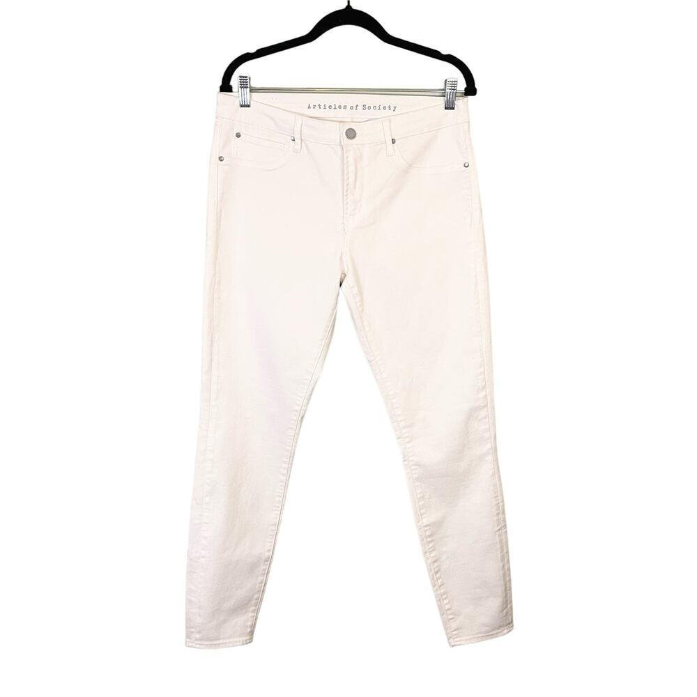 Articles of Society Jeans Women 30 White Denim Mid Rise Skinny Slim Fit Stretch